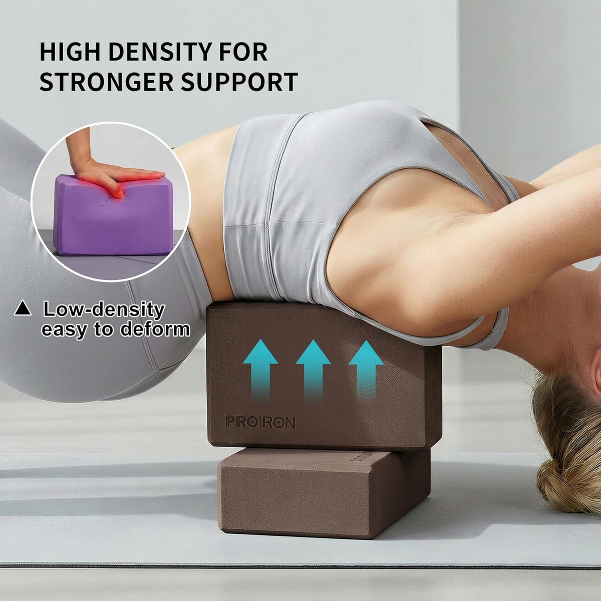 PROIRON Yoga Blocks, 2 Pack Supportive High Density Premium Eva Foam, Soft Non-Slip Surface with Curved Edges Stretch Blocks For Yoga, Pilates, Stretching