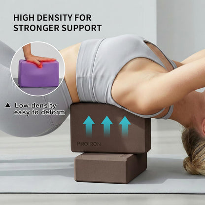 PROIRON Yoga Blocks, 2 Pack Supportive High Density Premium Eva Foam, Soft Non-Slip Surface with Curved Edges Stretch Blocks For Yoga, Pilates, Stretching