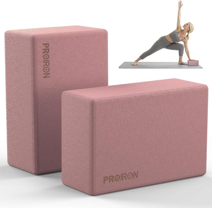 PROIRON Yoga Blocks, 2 Pack Supportive High Density Premium Eva Foam, Soft Non-Slip Surface with Curved Edges Stretch Blocks For Yoga, Pilates, Stretching