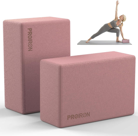 PROIRON Yoga Blocks, 2 Pack Supportive High Density Premium Eva Foam, Soft Non-Slip Surface with Curved Edges Stretch Blocks For Yoga, Pilates, Stretching