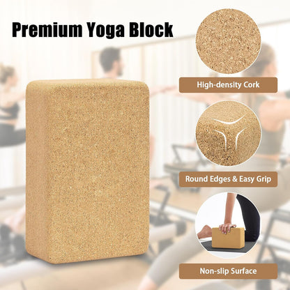 Hatha Yoga Cork Yoga Block, Natural Cork from Portuguese, Premium Brick 9"x6"x3", Eco-Friendly Yoga Accessories for Yoga, Pilates & Stretching