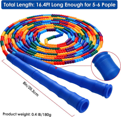 Double Dutch Jump Rope Long Jump Rope 16 FT 1 Pack/2 Pack, Adjustable Soft Beaded Diy Jump Rope for Kids Adult Long Enough for 5-6 Jumpers