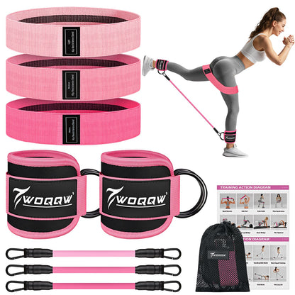 WOQQW Ankle Resistance Bands with Cuffs & Booty Bands Set for Legs & Glutes