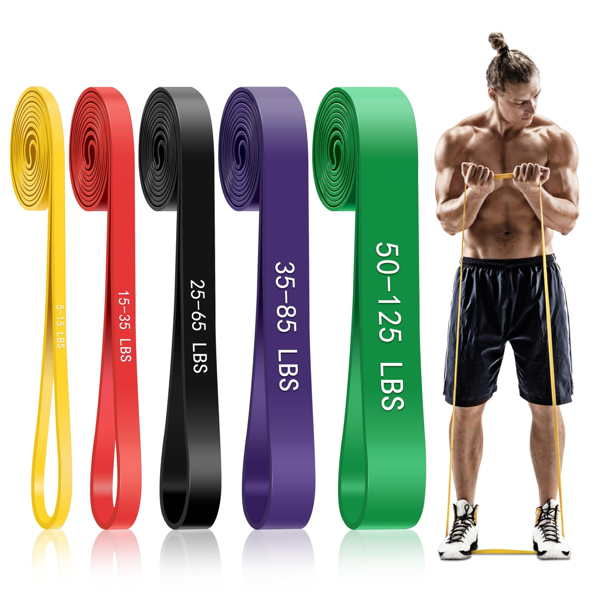 5-Level Resistance Bands for Working Out, Pull Up Assistance Bands