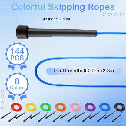 Silipull 72/144 Pcs PVC Jump Ropes Bulk for Fitness 9.2 ft