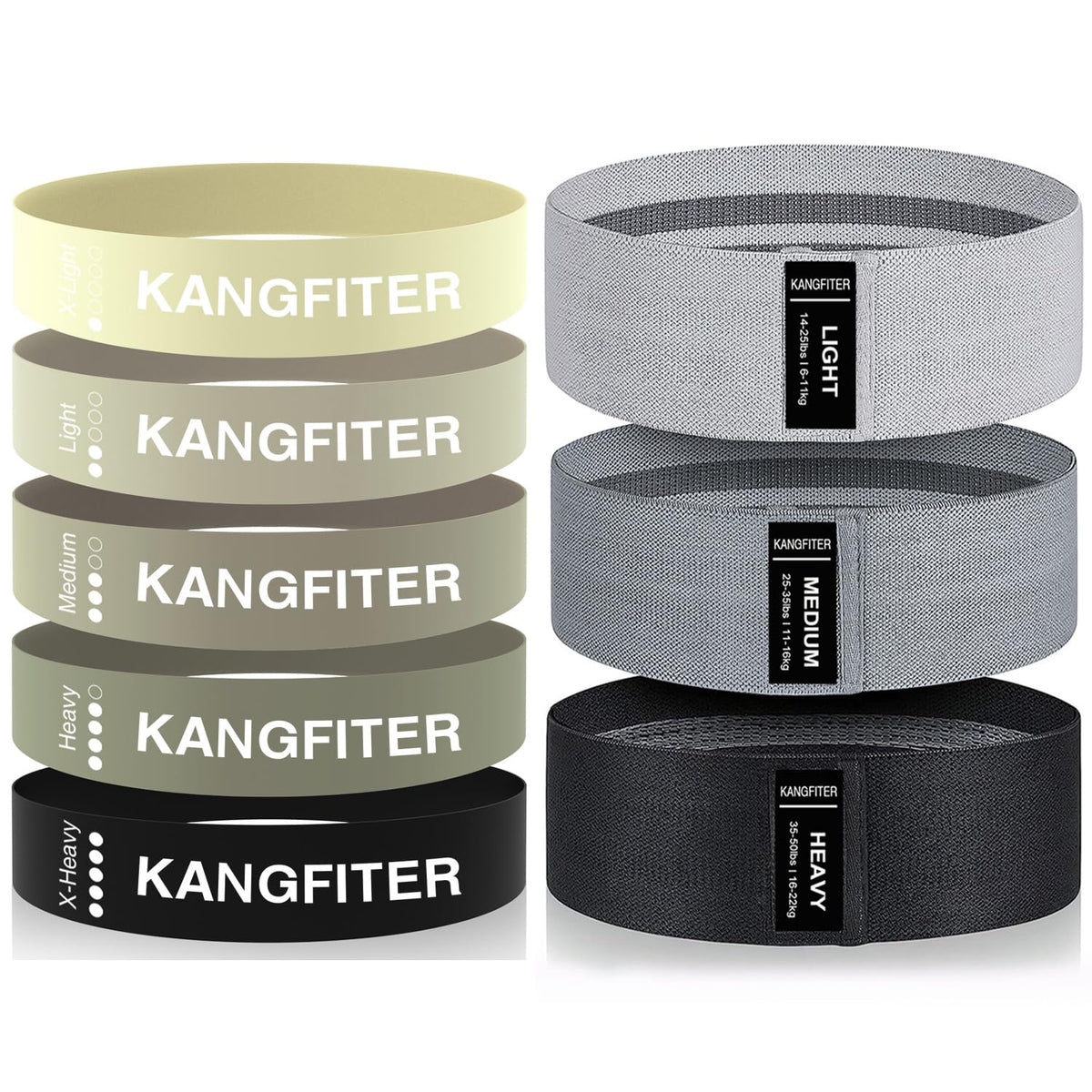 KANGFITER Non-Slip Fabric Resistance Bands for Working Out 3 Levels