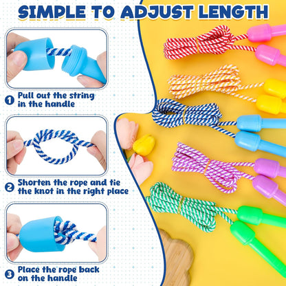 10 Pack Kids Jump Rope, Adjustable Nylon Skipping Ropes for Fitness