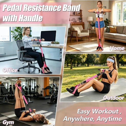 Pedal Resistance Band with Handle, Adjustable Resistance Bands with Handle