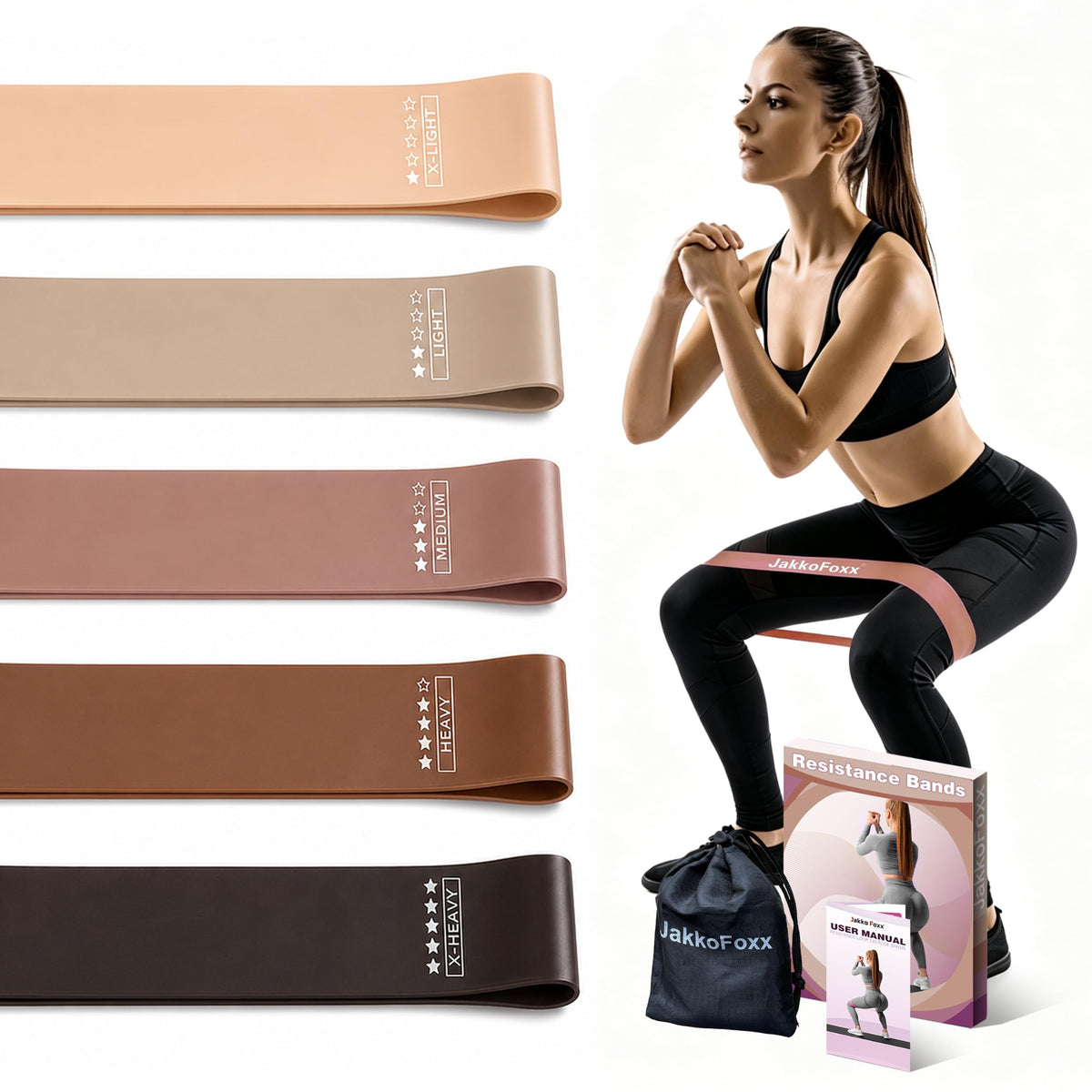 Resistance Loop Exercise Bands, Resistance Bands Exercise Bands for Home Fitness, Stretching, Strength Training, Physical Therapy,Elastic Workout Bands for Women Men Kids, Set of 5
