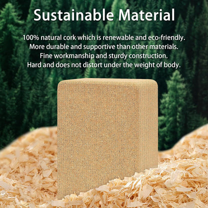 Hatha Yoga Cork Yoga Block, Natural Cork from Portuguese, Premium Brick 9"x6"x4", Eco-Friendly Yoga Accessories for Yoga, Pilates & Stretching