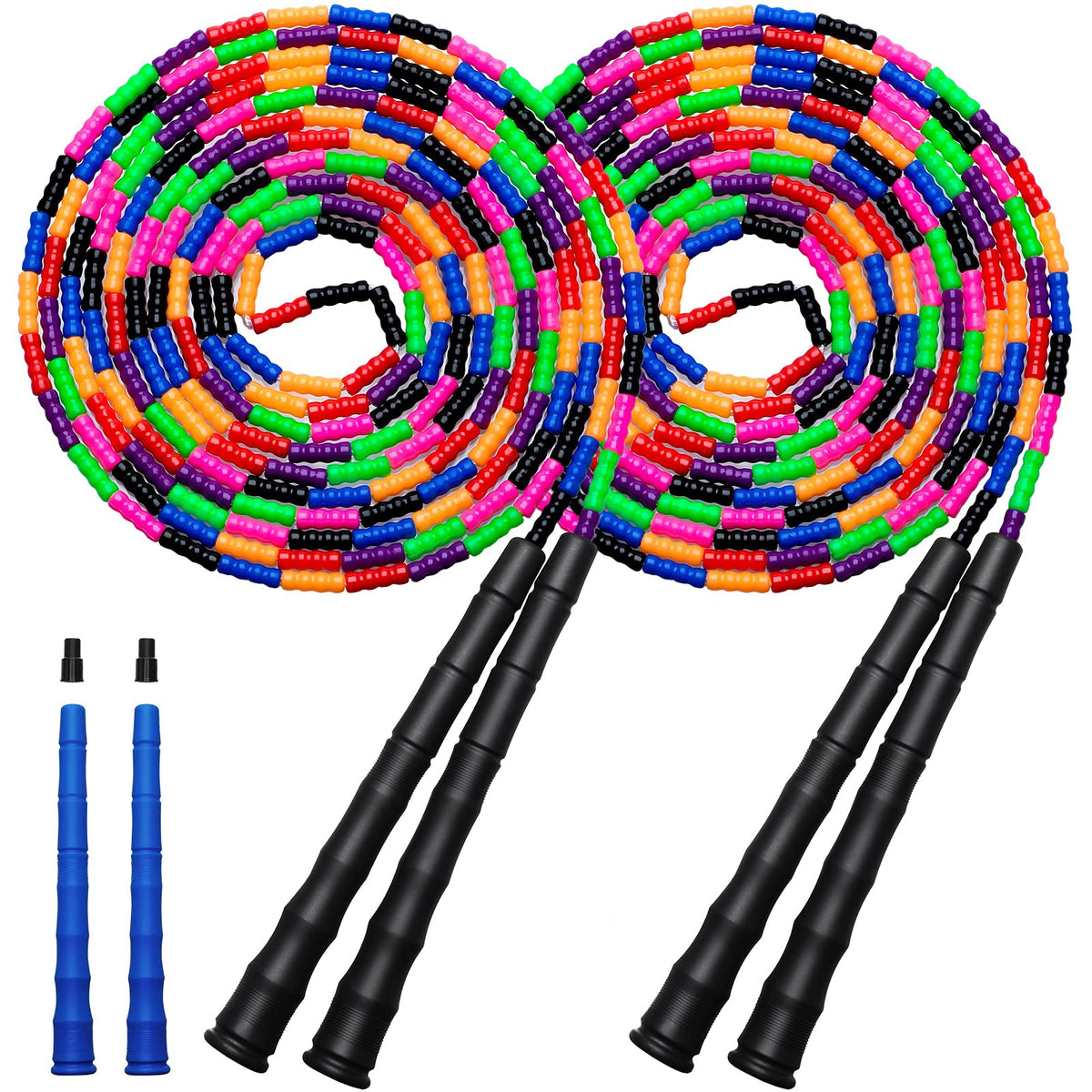 Double Dutch Jump Rope Long Jump Rope 16 FT 1 Pack/2 Pack, Adjustable Soft Beaded Diy Jump Rope for Kids Adult Long Enough for 5-6 Jumpers