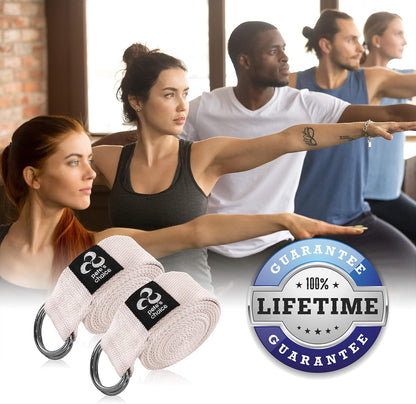 Stretching Straps and Yoga Blocks - Yoga Beginner Kit for Pilates & Gym