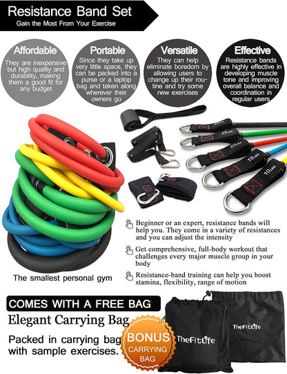 TheFitLife Resistance Bands Set with Handles, Door Anchor and Ankle Straps