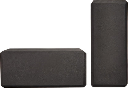 Amazon Basics Non-Slip Yoga Blocks, Set of 2, Deepen Poses, 4" x 9" x 6", Black