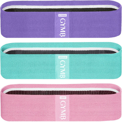 Gymbee Premium Resistance Bands for Working Out - Exercise Bands to Workout Glutes, Thighs & Legs - No Slip Cloth Booty Bands for Gym & Home Fitness, Yoga, Strength & Pilates for Men/Women - 3 Levels