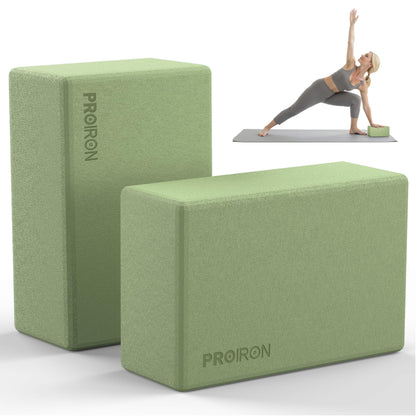 PROIRON Yoga Blocks, 2 Pack Supportive High Density Premium Eva Foam, Soft Non-Slip Surface with Curved Edges Stretch Blocks For Yoga, Pilates, Stretching