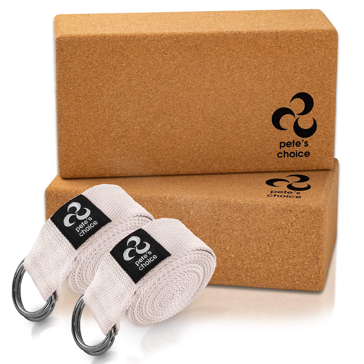 Stretching Straps and Yoga Blocks - Yoga Beginner Kit for Pilates & Gym