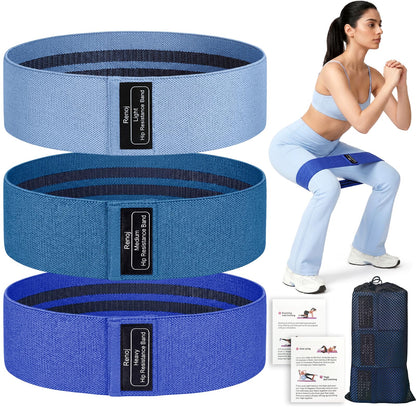 Renoj Resistance Bands for Working Out: 3-Set Professional Exercise Bands for Pilates, Yoga, Home Gym, Booty, Leg Training | Heavy/Medium/Light Fabric Loops for Women Men